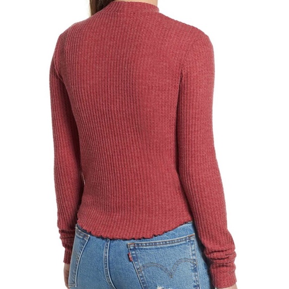 BP Red Waffle Stitch Long-sleeve Crewneck - Picture 4 of 8